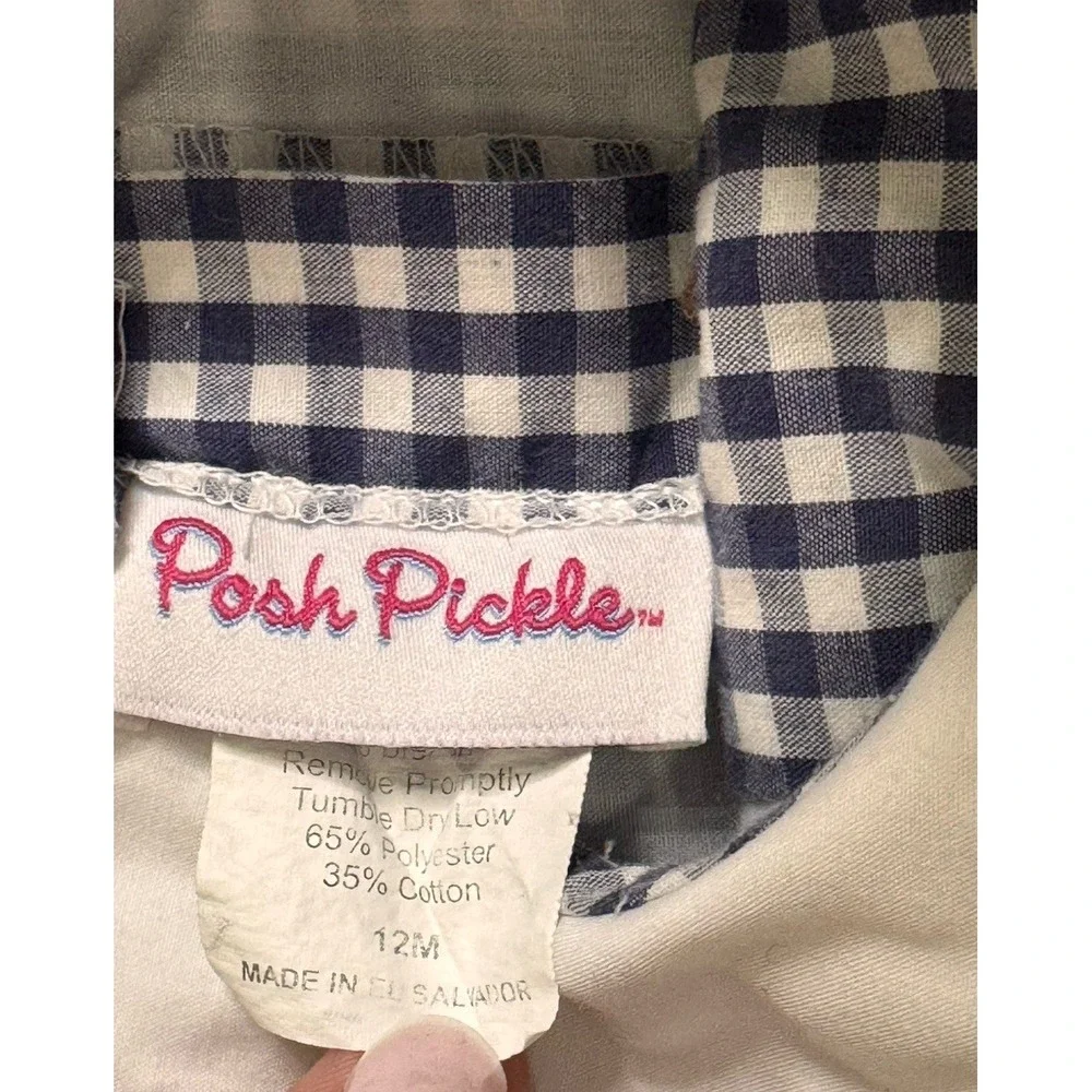 Baby Girl Pumpkin Bloomer Set 12M Navy Gingham Smocked Cottagecore Fall